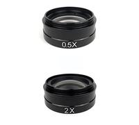 Piezas para microscopios de laboratorio Lente de cristal de objetivo auxiliar 0.5X/2.0X/0.3X Barlow for 10A 180X 300X C-MOUNT Lens Industry Video Microscope Camera(0.5X 2.0X)