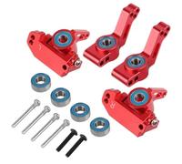 Piezas RC Compatible con Traxxas para Slash para Rustler para Stampede 2WD 1/10 RC Coche De Metal Delantero Bloque De Dirección con Ruedas Giratorias Y Soportes De Eje Trasero(Red)