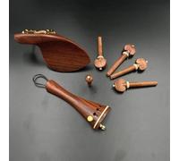 Piezas Repuesto Violín Clavijas De Afinación De Cordal De Palisandro 4/4 Clavijas De Afinación Soporte De Barbilla Piezas De Violín De Madera De Azufaifo De Ébano(4-4 A-4)
