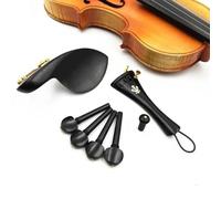 Piezas Repuesto Violín Clavijas De Afinación De Cordal De Palisandro 4/4 Clavijas De Afinación Soporte De Barbilla Piezas De Violín De Madera De Azufaifo De Ébano(4-4 B)