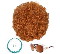 piezas/set peluca naranja corta roja rizada para disfraz de casera, peluca sintética ondulada resistente al calor para cosplay, fiesta de Halloween, roja corta divertida, de especia