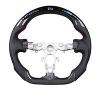 Piezas volante coche Compatible Con Nissan Para 370z 2009 2010 2011-2021 Hydro Print Volante Carreras Fibra Carbono Costuras Rojas Accesorios Volante PU(With Lights Carbon)