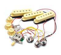 Piezas Y Repuestos Para Guitarras Eléctricas Arnés De Cableado Para Pastillas De Guitarra Eléctrica Precableado Interruptor De 5 Vías 2T1V Pastillas De Varios Tipos Para Guitarra Eléctrica ST(Yellow)