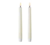 Piffany Copenhagen Uyuni Lighting Taper - Juego de 2 velas LED (2,3 x 20 cm, cera auténtica, función de temporizador de 6 horas, sin riesgo de incendio, sin hollín ni olor
