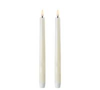 Piffany Copenhagen Uyuni Lighting Taper - Juego de 2 velas LED (2,3 x 25 cm, cera auténtica, función de temporizador de 6 horas, sin riesgo de incendio, sin hollín ni olor