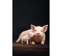 Pig and Piglet: Minimalist Animal Journal | Farm Animals Mother & Baby Series | 120 Lined Pages | 6x9