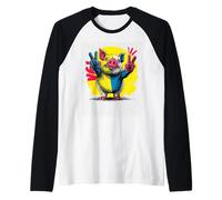 Pig Double Peace Retro Pop Character - Letrero de Arte gráfico Divertido Camiseta Manga Raglan