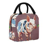 Pig Eating a Clover Leave - Bolsa de almuerzo para mujer, bolsa térmica de apertura ancha, impermeable, a prueba de fugas, organizador de almuerzo térmico