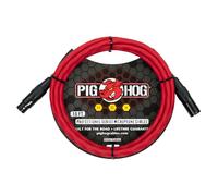Pig Hog Cable de micrófono de la serie Hex en ángulo recto, rojo manzana dulce, 10 pies