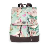 Pig in a skirt - Mochila de viaje para mujer, mochila casual, mochila de cuero estampada para mujer para el trabajo