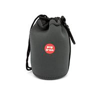 Pig Iron Funda de Lujo para Lentes Prime o Lentes de Zoom pequeño, tamaño = Mediano, Forro de Terciopelo Ultra Suave, Neopreno Acolchado Grueso, Gris, M: 100x70mm, Bolsa para Lentes