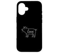 Pig Love Line Art Granja Animal Lindo Piggy Lover Carcasa para iPhone 16
