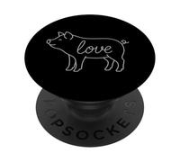 Pig Love Line Art Granja Animal Lindo Piggy Lover PopSockets PopGrip Adhesivo