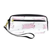 Pig Pegasus - Estuche para lápices de unicornio, bolsa de piel sintética con cremallera, para niños y niñas, suministros escolares y de oficina