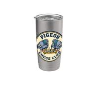 Pigeon Chess Club Funny Bird Estrategia Diseño Vaso térmico de acero inoxidable de doble pared