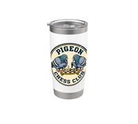 Pigeon Chess Club Funny Bird Strategy - Diseño envejecido Vaso térmico de acero inoxidable de doble pared