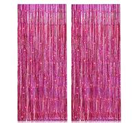 PIGETALE Paquete de 2 cortinas con flecos de 3.2 pies x 8.5 pies, para cabina de fotos, cumpleaños, boda, compromiso, despedida de soltera, despedida de soltera, decoración de fondo (rosa)