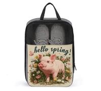 Piglet in The Grass - Bolsa para zapatos de golf, diseño de flores y mariposas para viajes, uso diario, antipolvo