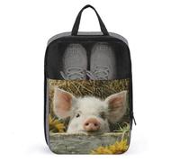 Piglet Peeks Over The Wooden Fence Shoe Bag for Travel Daily Use Anti-Dust Storage Carrier Golf Shoe Pouch