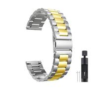 PIGLOLKINY Correa de acero inoxidable 20/22mm for Garmin Venu 4 3 2 2S 3S/Forerunner 55 158 245 255 645 745 965 970(SZ-Silver Gold,22mm Width Band)