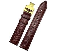 PIGLOLKINY Correa de piel cocodrilo apta for Longines, For Omega, For Rossini, For Citizen, For Tissot, cadena reloj clase mariposa(Black Green,17mm-width)