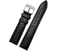 PIGLOLKINY Correa de piel cocodrilo apta for Longines, For Omega, For Rossini, For Citizen, For Tissot, cadena reloj clase mariposa(Antique Black,19mm-width)