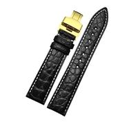 PIGLOLKINY Correa de piel cocodrilo apta for Longines, For Omega, For Rossini, For Citizen, For Tissot, cadena reloj clase mariposa(GREEN BLUE,17mm-width)