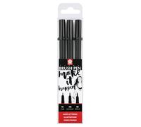 Pigma Cepillo Plumas Conjunto De 3 Tinta Negra