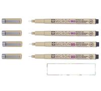 PIGMA MICRON Sakura 003,003,005,005 Bolsa de 4 piezas negras y 1 tarjeta