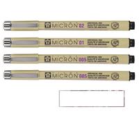 PIGMA MICRON Sakura 005, 005, 01, 02 Bolsa de 4 piezas negras y 1 tarjeta