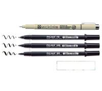 PIGMA MICRON Sakura Brush Pen. Pincel rotulador negro, punta de pincel FB, MB, BB y 05 + 1 tarjeta