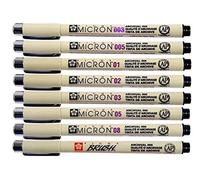PIGMA MICRON Sakura Finetek tutto nero 8 pennini Set.003.005,01,02,03,05,08, Brush.Made in Japan