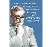 Pigment Productions Divertida tarjeta de cumpleaños para hombre, diseño retro de broma con texto en inglés "Year You Were Born"