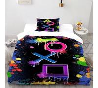 Pigmento negro de color Impresión 3D controlador de juego Funda De Edredón 2 Piezas Microfibra Suave Y Moderna Almohadas Cierre Con Cremallera Single（135x200cm） Para Adultos, Mujeres Y Niños