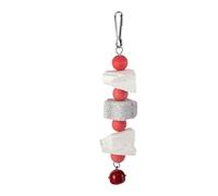 Pigmentos de juguete con cuentas de madera coloridas, campanas colgantes, mascotas interactivas, loros, periquitos, hámsteres, conejos, seguro, no tóxico, material natural, color rojo