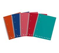 Pigna 02155555M - Cuaderno Monocromo cuadricula 5x5m, 210 x 297 mm, multicolor espiral doble con agujeros y microperforado, 70 hojas pack de 5
