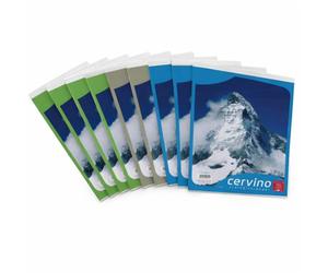 Pigna, Block CERVINO, Puntada Metálica, tamaño A4, 21X29,7 cm., 50 Hojas, Papel Reciclado 55g/m², 3 Temas, Interior 5M, Cuadrados 5 mm., 10 Piezas