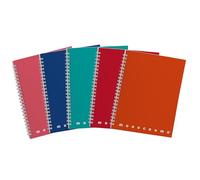 Pigna Cuadernos Monocromos Encuadernación Espiral, 5M interior, 5 mm cuadrado, sin agujeros, con microperforación, papel 80 g, Tapas surtidas, Formato A5 16x20,5 cm, 5