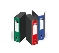 Pigna, lote de 3 archivadores de palanca, formato 28,5 x 33,5 cm, lomo de 8 cm, con estuche, UNIBLACK, 3 colores surtidos (azul, rojo, verde)