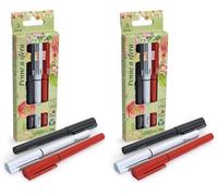 Pigna, Lote de 3 bolígrafos NATURE FLOWERS (azul, rojo, negro) (Paquete de 2)