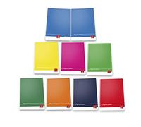 Pigna, Maxi Colores, A4 21x29,7 cm, 80 g/m², Cubierta de cartón estucado por una cara, Hojas cuadriculadas de 4 mm con márgenes para Primaria y Secundaria, Colores surtidos, 10