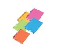 Pigna, Maxi cuadernos espiralados MONOCROMO FLUO PPL, tamaño 22,5x29,7, hojas 70, papel gr. 80, con 4 agujeros para archivar y microperforación, interior 5M, cuadrado 5 mm., 5 unid.