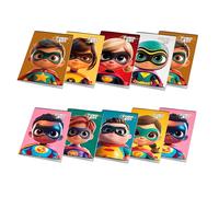 Pigna, Paquete de 10 cuadernos Maxi Power Kids, formato A4 21 x 29,7 cm, 80 páginas + guarda, papel 80 g/m², interior 0A, rayado para 1.º y 2.º de primaria