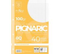 Pigna, Paquete de 40 4 agujeros, archivador, banda lateral reforzada, hojas con agujeros reforzados, papel 100 g/m², hojas tamaño A4, 21x29,7, 0Q, cuadriculado 5 mm. con margen