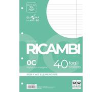 Pigna, Paquete de 40 Recambios con 4 agujeros para archivar , hojas tamaño A4 , 21x29,7 , hojas con agujeros sin refuerzo , 0C, rayadas con margen