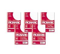 Pigna - Paquete de 5 paquetes de 40 hojas A4 recambios cuaderno anillas, hojas móviles perforadas, 4 agujeros reforzados, hojas con agujeros reforzados, 1R, rayas