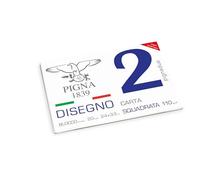 Pigna, PignaDue bloc de dibujo con 4 esquinas, formato 24x33 cm, 20 hojas 110 g/m², perfecto para dibujar y esbozar, papel cuadriculado liso, paquete 1 ud.