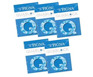Pigna Portapapeles QUABLOCK A5, papel 80 g/m², 4 agujeros, 5M interior, cuadrados de 5 mm, recambios para carpetas de anillas, ideal para la escuela y la oficina, 50 hojas, 5 unid.