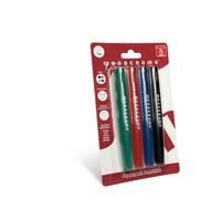Pigna, rotuladores indelebles, línea monocromática, blíster de 4 unidades (negro, azul, rojo, verde), punta de 2 mm, escribe sobre metal, vidrio, plástico, láminas y película fotográfica