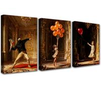 PIGPIGFLY Tríptico Banksy en Lienzo,3 Cuadros Decorativos para Salón Moderno y Dormitorio - Flower Thrower, Girl with Balloon,Flying Balloon Girl (30x40cm Marco Madera)